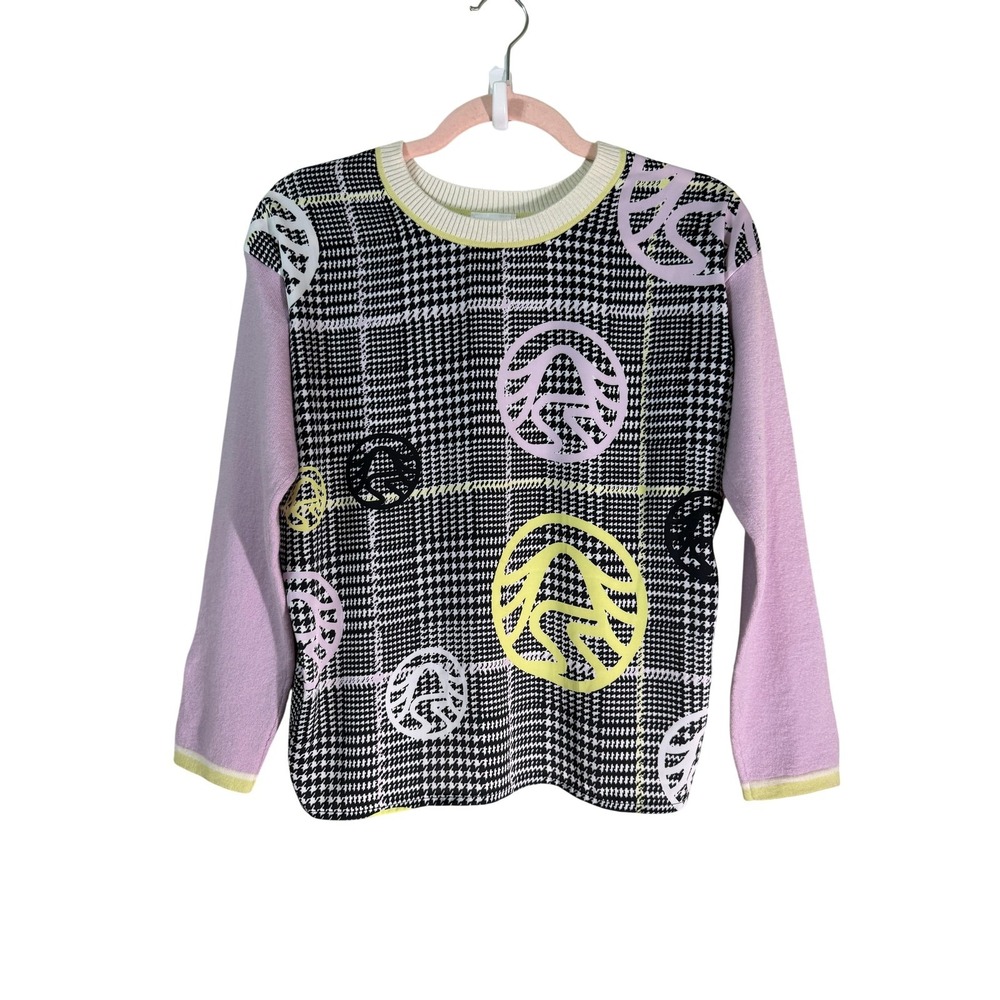Sportalm Sweater Womens S Multicolor Houndstooth Check Merino Light Pullover